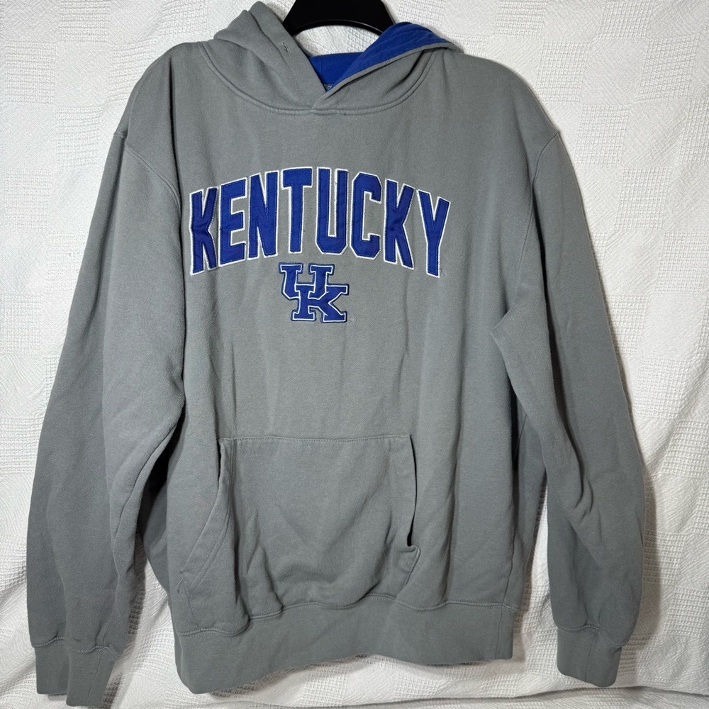 Men's Colosseum Heather Gray‎ Kentucky Wildcats Arch & Logo XL Pullover Hoodie